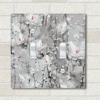 Watercolor White Roses Light Switch Cover