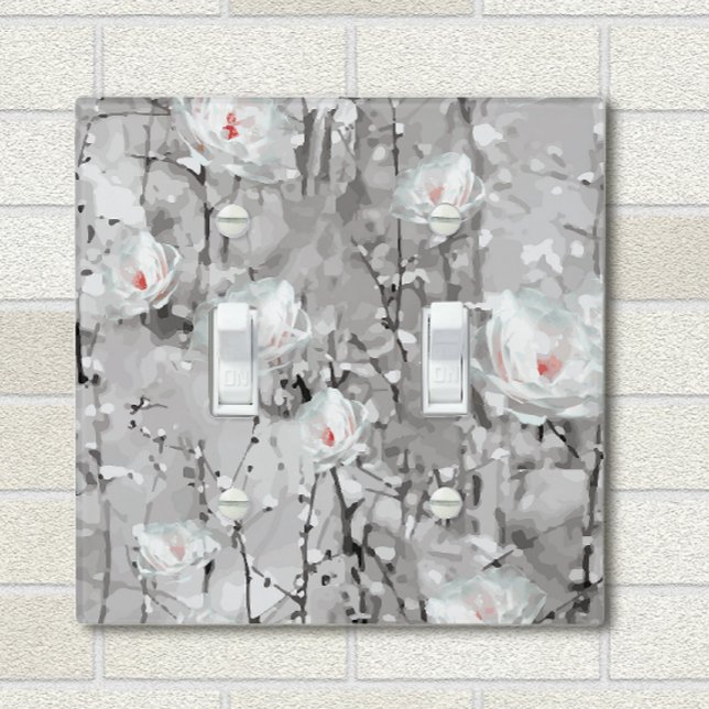 Watercolor White Roses Light Switch Cover (Creator Uploaded)
