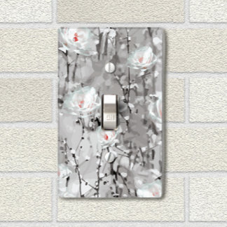 Watercolor White Roses Light Switch Cover