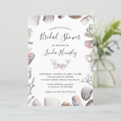 Watercolor White Sea Shell Beach Bridal Shower Invitation (Standing Front)