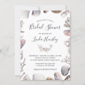 Watercolor White Sea Shell Beach Bridal Shower Invitation (Front)