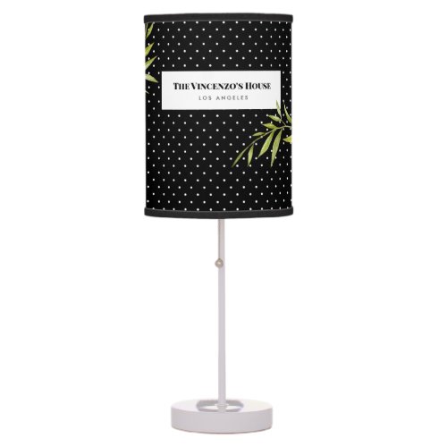 Watercolor White Snowdrops and Laurel Polka Dots Table Lamp