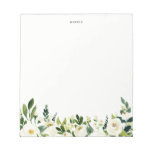 Watercolor White Spring Flowers Personalized Notepad at Zazzle