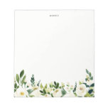 Watercolor White Spring Flowers Personalized Notepad