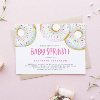 Watercolor White Sprinkle Donuts Baby Sprinkle Invitation by misstallulah at Zazzle