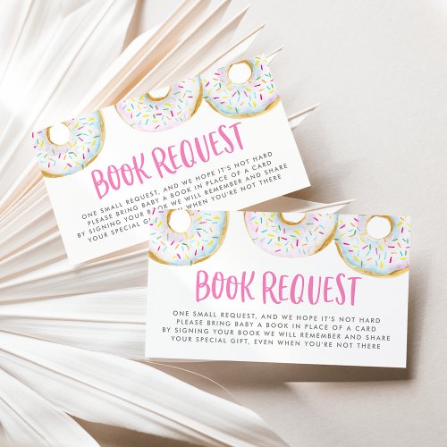 Watercolor White Sprinkle Donuts Book Request Enclosure Card