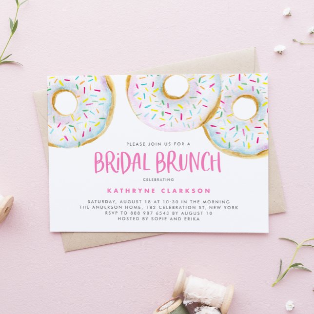 Watercolor White Sprinkle Donuts Bridal Brunch Invitation (Creator Uploaded)