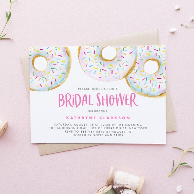 Watercolor White Sprinkle Donuts Bridal Shower Invitation (Creator Uploaded)