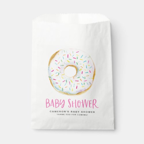 Watercolor White Sprinkle Glazed Donut Baby Shower Favor Bag