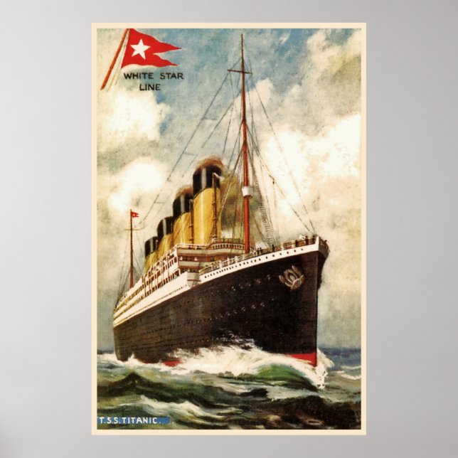 Watercolor White Star line TSS Titanic Poster (Front)