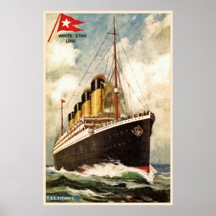 Watercolor White Star Line Tss Titanic Poster Zazzle Com