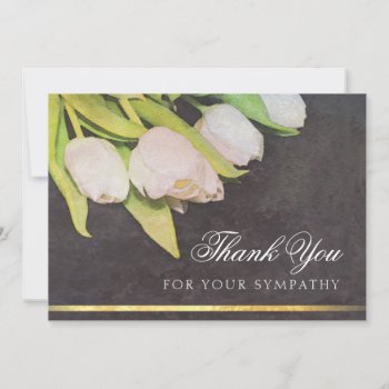 Watercolor White Tulips Thank You Sympathy Card by juliea2010 at Zazzle