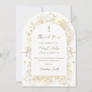 watercolor white yellow flowers thank you card