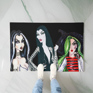 Watercolor Wicked Witches Halloween Fashion Doormat