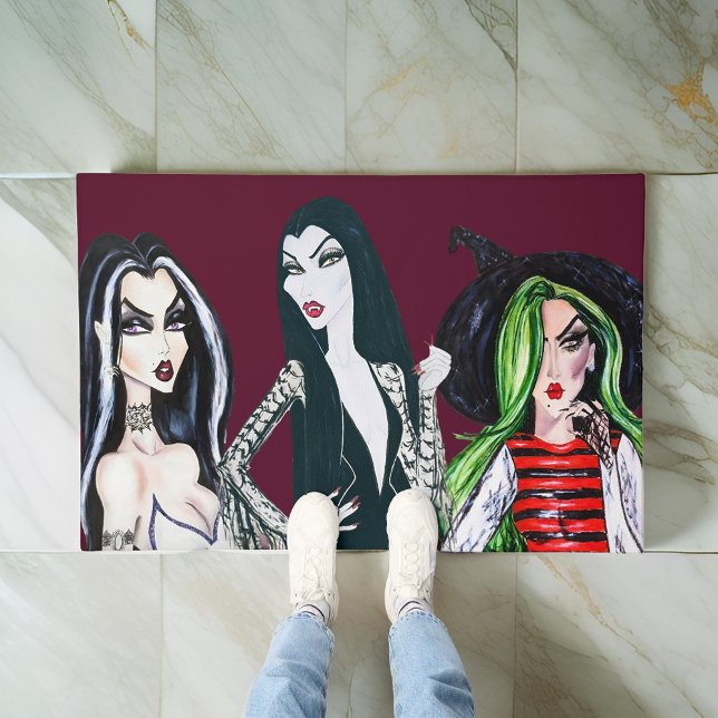 Watercolor Wicked Witches Halloween Fashion Doormat (Creator Uploaded)