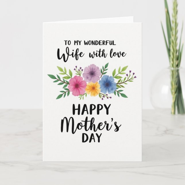 Watercolor Wife Mothers Day Card (Front)