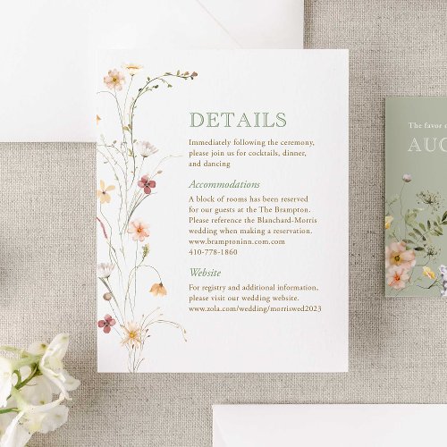 Watercolor Wildﬂower Wedding Enclosure Card