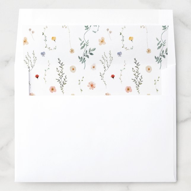 Watercolor Wildﬂower Wedding Envelope Liner (In Envelope)