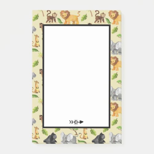 Watercolor Wild Animal Safari Jungle Pattern Post_it Notes