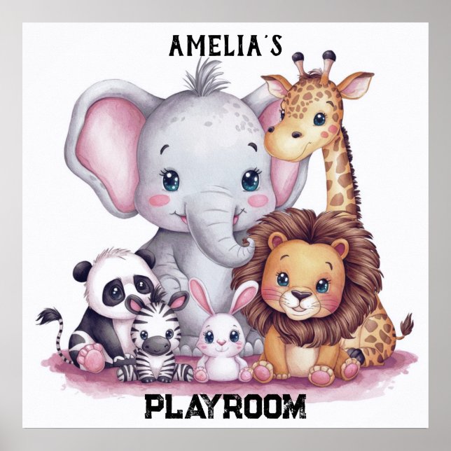 Watercolor wild animals family#6 poster (Front)