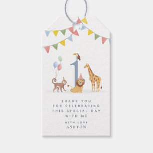Watercolor Wild Animals Wild One Thank You Gift Tags