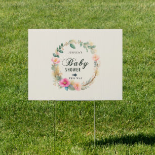Watercolor Wild Floral Ba by Shower This Way Sign