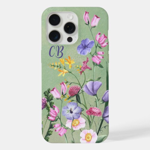 Watercolor Wild Floral Flowers Garden Art iPhone 15 Pro Max Case