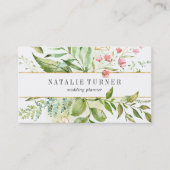 Watercolor Wild Floral Green Foliage Business Card (Front)