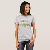 Watercolor Wild Floral Green Foliage Gray T-Shirt (Front Full)