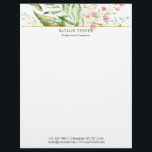 Watercolor Wild Floral Green Foliage Letterhead<br><div class="desc">An Elegant Letterhead featuring watercolor wild green foliage with pink flowers. For more advanced customization of this design,  please click the "Customize” button above! Matching items are also available.</div>