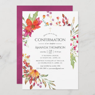 Watercolor Wild Flower Confirmation Invitation