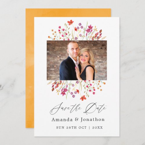 Watercolor Wild Flower Wedding Save The Date