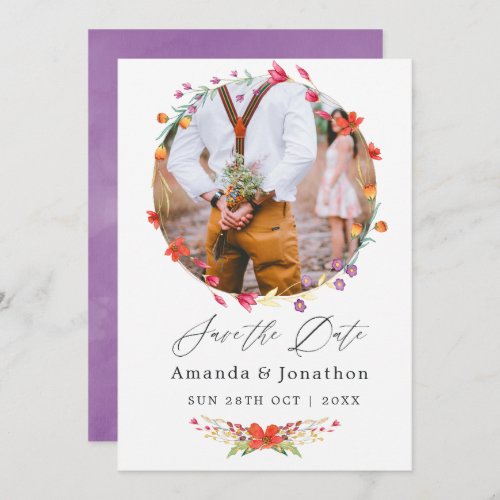 Watercolor Wild Flower Wedding Save The Date