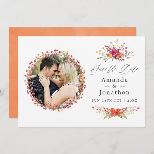 Watercolor Wild Flower Wedding Save The Date