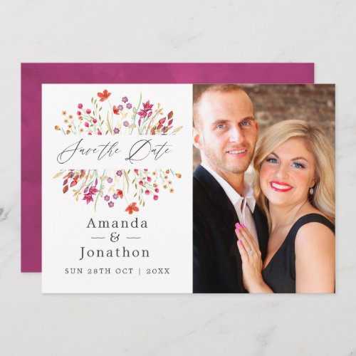 Watercolor Wild Flower Wedding Save The Date