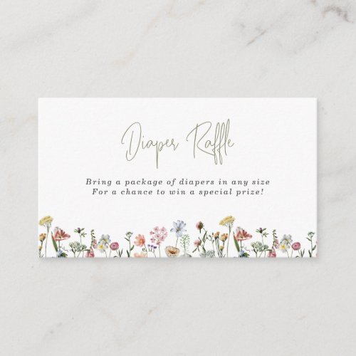 Watercolor Wild Flowers Diaper Raffle Enclosure Card