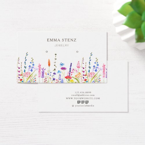Watercolor Wild Flowers Earring Hoops Display Card