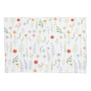 Watercolor Wild Flowers Floral Botanical Pattern Pillow Case