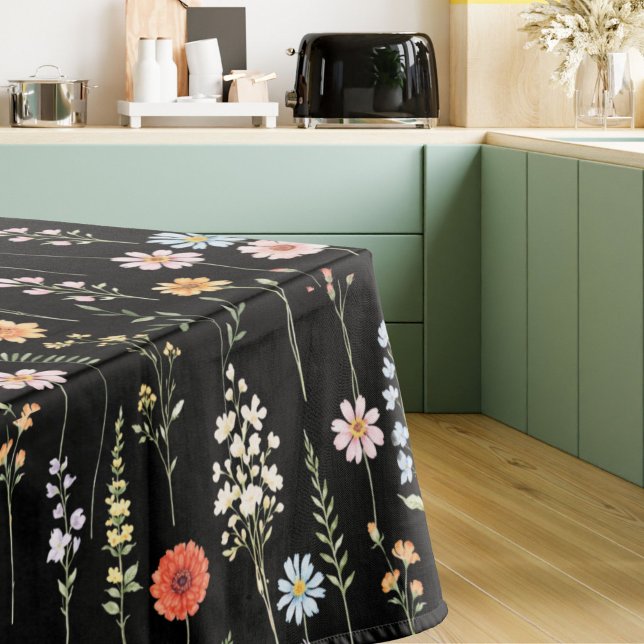 Watercolor Wild Flowers Floral Botanical Pattern Tablecloth (Creator Uploaded)