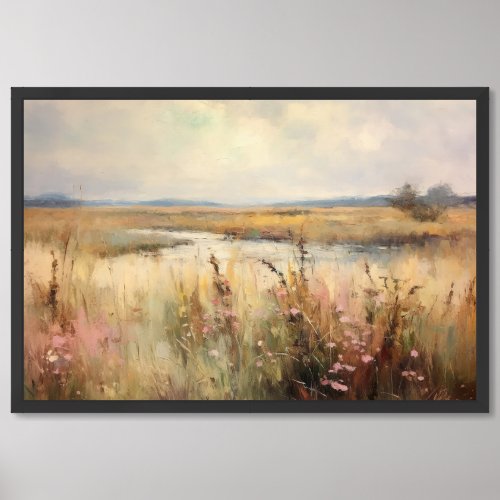 Watercolor wild flowers meadow earthy colors chic framed art