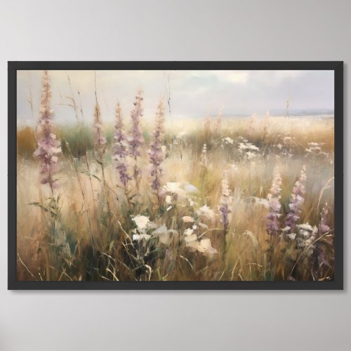 Watercolor wild flowers meadow earthy colors chic framed art
