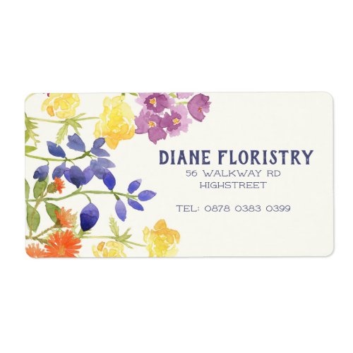 Watercolor Wild Flowers Painting Label