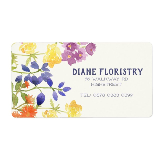 Watercolor Wild Flowers Painting Label (Front)