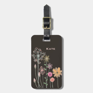 Watercolor Wild Flowers Personalized Luggage Tag