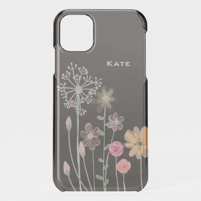 Watercolor Wild Flowers Personalized Uncommon iPhone Case (Back)