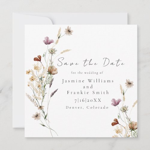 Watercolor Wild Flowers Save the Date