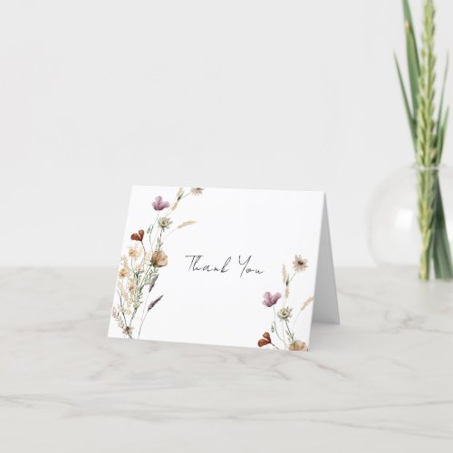 Watercolor Wild Flowers Thank You Card