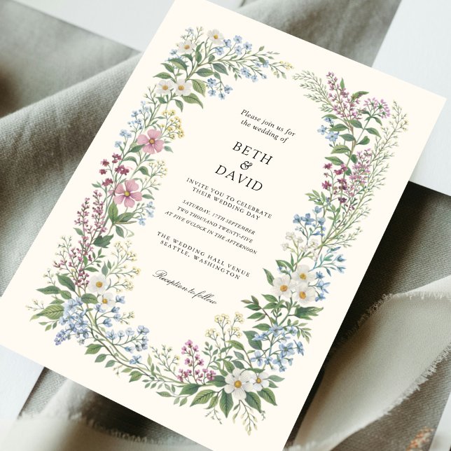Watercolor Wild Flowers Wedding Invitation (Creator Uploaded)