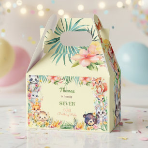 Watercolor Wild forest animals kids birthday Favor Boxes