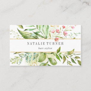 Watercolor Wild Green Foliage Appointment Reminder Business Card
